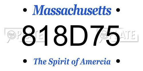 818D75 Massachusetts License Plate