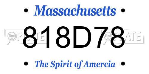 818D78 Massachusetts License Plate