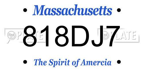 818DJ7 Massachusetts License Plate