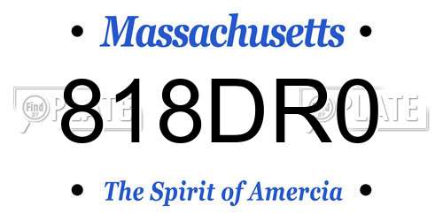 818DR0 Massachusetts License Plate