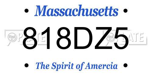 818DZ5 Massachusetts License Plate