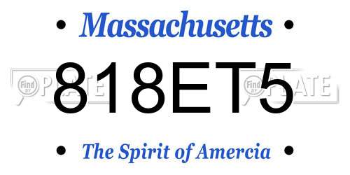 818ET5 Massachusetts License Plate