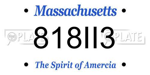 818II3 Massachusetts License Plate