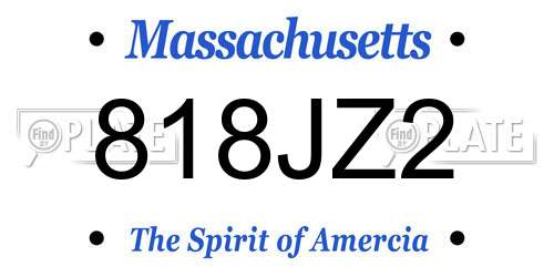 818JZ2 Massachusetts License Plate