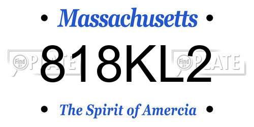 818KL2 Massachusetts License Plate