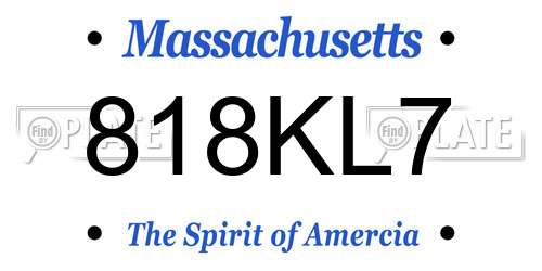 818KL7 Massachusetts License Plate