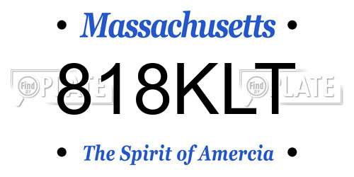 818KLT Massachusetts License Plate