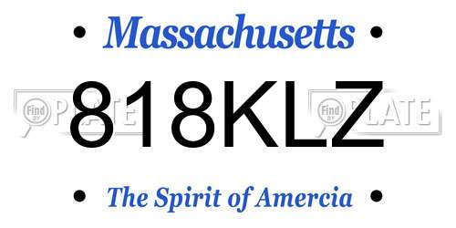 818KLZ Massachusetts License Plate