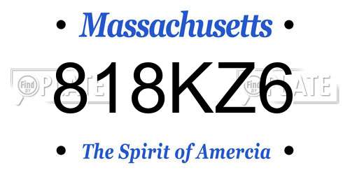 818KZ6 Massachusetts License Plate