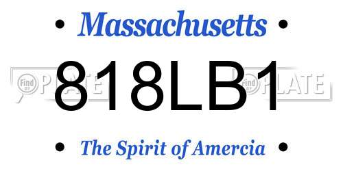 818LB1 Massachusetts License Plate