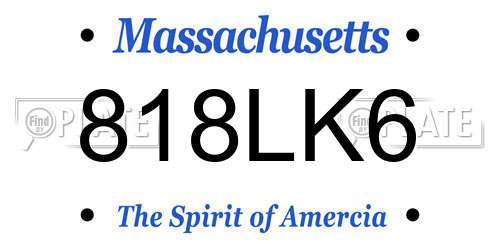 818LK6 Massachusetts License Plate