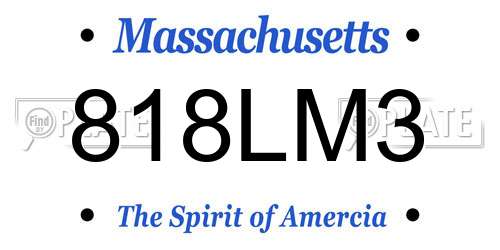 818LM3 Massachusetts License Plate