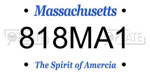 818MA1 Massachusetts License Plate