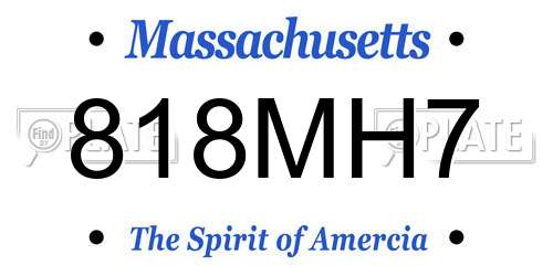 818MH7 Massachusetts License Plate