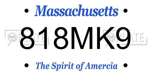 818MK9 Massachusetts License Plate