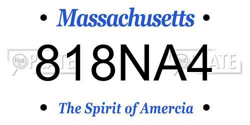 818NA4 Massachusetts License Plate
