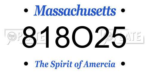 818O25 Massachusetts License Plate