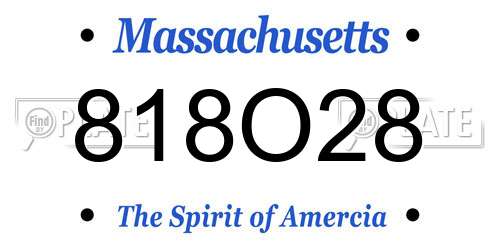 818O28 Massachusetts License Plate