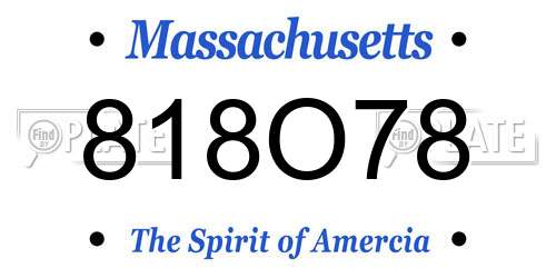 818O78 Massachusetts License Plate