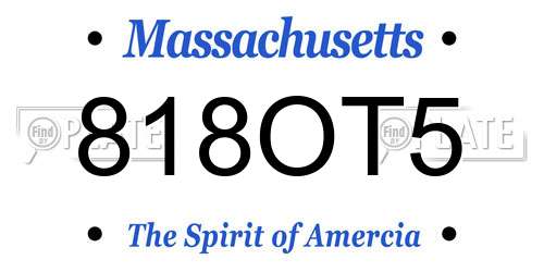 818OT5 Massachusetts License Plate