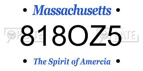 818OZ5 Massachusetts License Plate