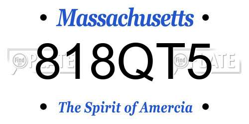 818QT5 Massachusetts License Plate