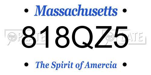 818QZ5 Massachusetts License Plate