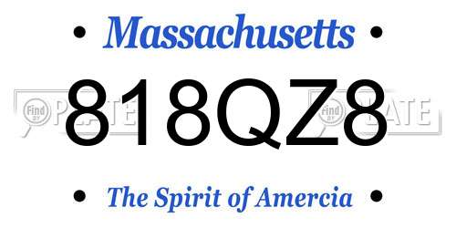 818QZ8 Massachusetts License Plate
