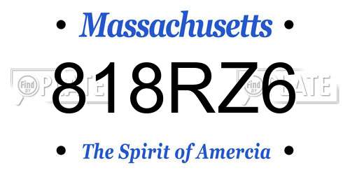818RZ6 Massachusetts License Plate