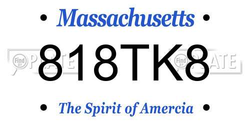 818TK8 Massachusetts License Plate