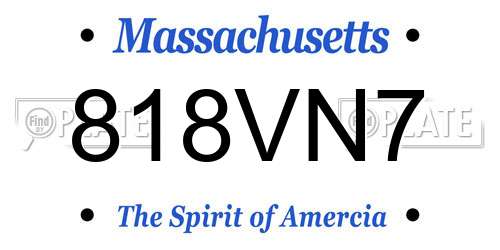818VN7 Massachusetts License Plate