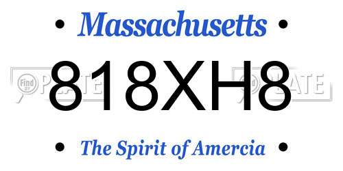 818XH8 Massachusetts License Plate