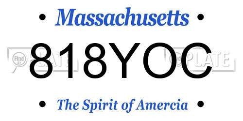 818YOC Massachusetts License Plate