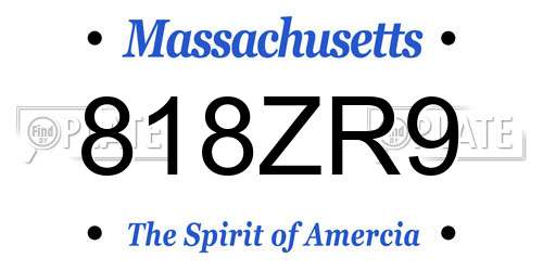 818ZR9 Massachusetts License Plate