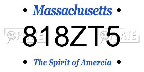 818ZT5 Massachusetts License Plate