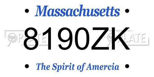 8190ZK Massachusetts License Plate