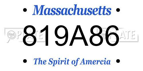 819A86 Massachusetts License Plate