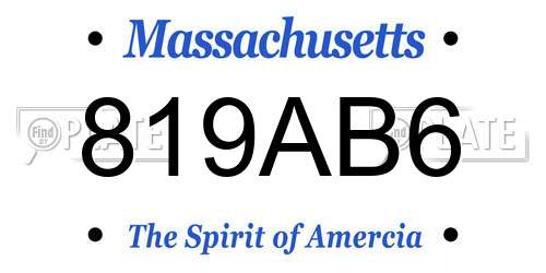 819AB6 Massachusetts License Plate