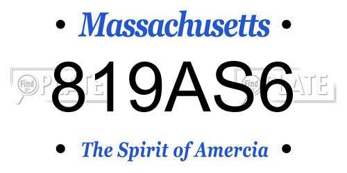 819AS6 Massachusetts License Plate