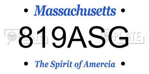 819ASG Massachusetts License Plate