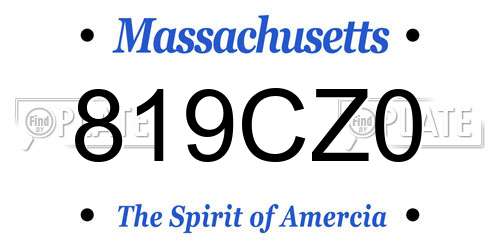 819CZ0 Massachusetts License Plate