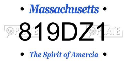 819DZ1 Massachusetts License Plate