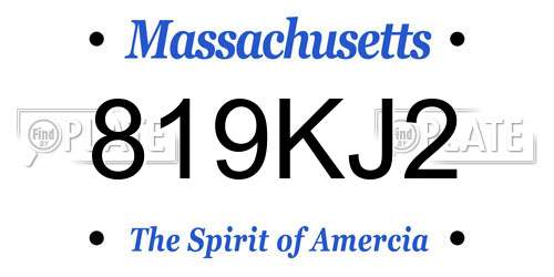 819KJ2 Massachusetts License Plate