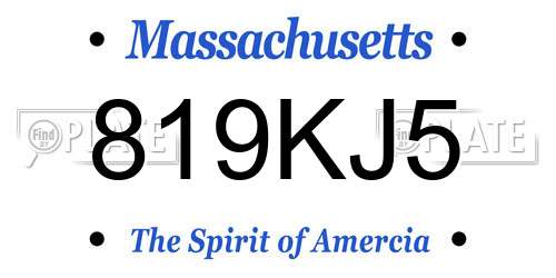 819KJ5 Massachusetts License Plate