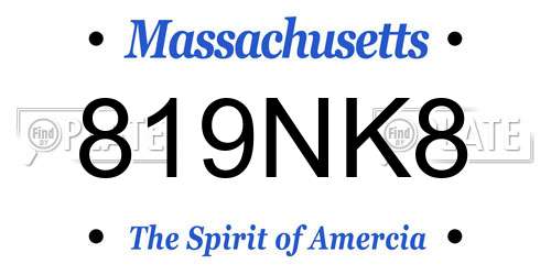 819NK8 Massachusetts License Plate
