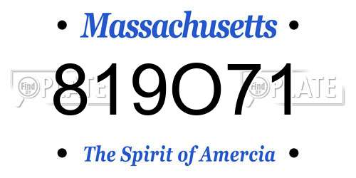 819O71 Massachusetts License Plate