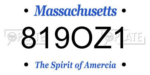819OZ1 Massachusetts License Plate