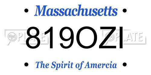 819OZI Massachusetts License Plate