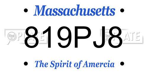 819PJ8 Massachusetts License Plate