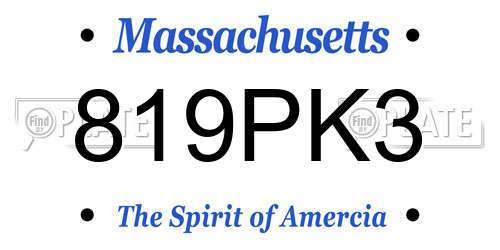 819PK3 Massachusetts License Plate